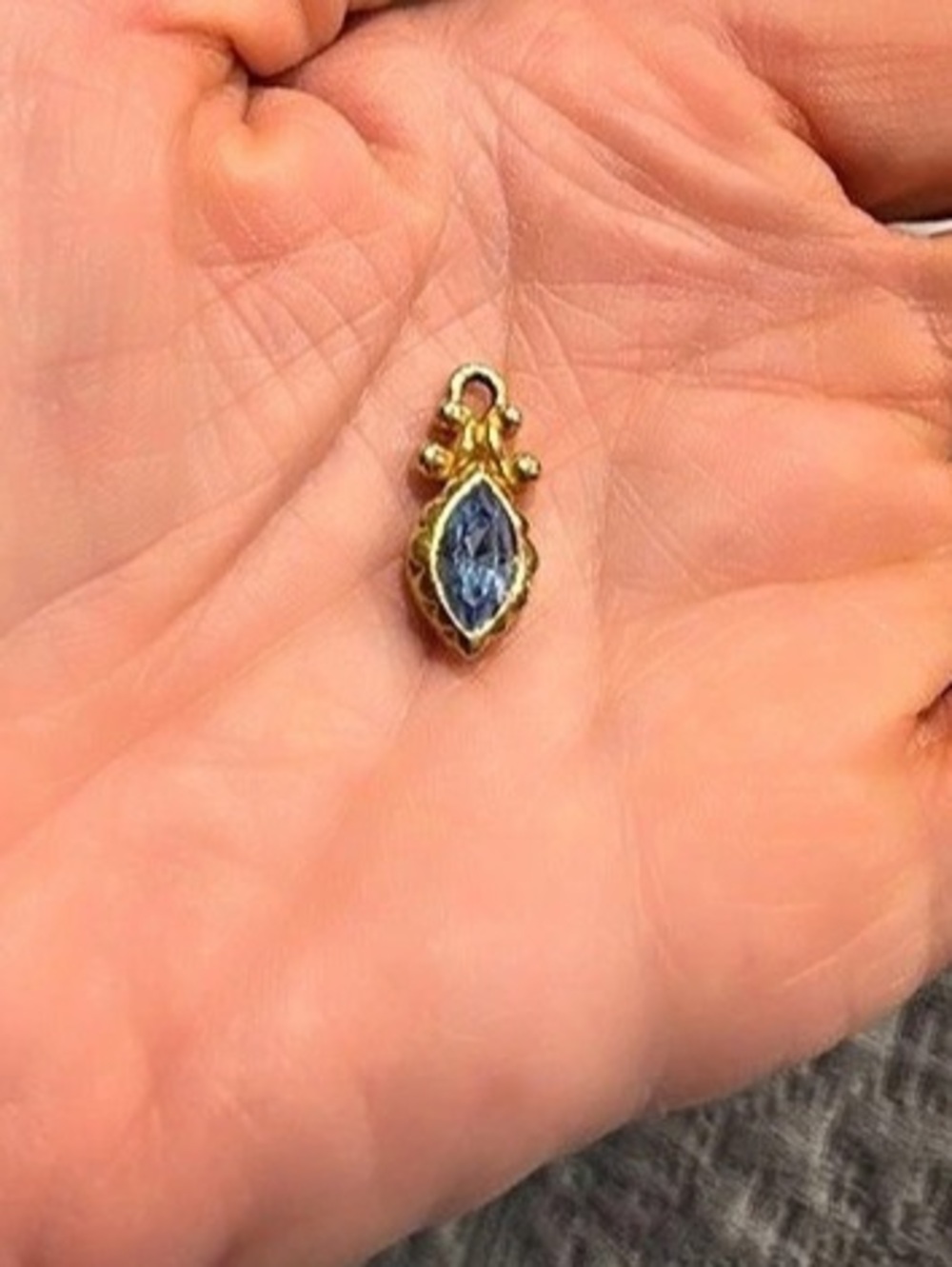 Blue Gem Gold-Tone Brooch NWT